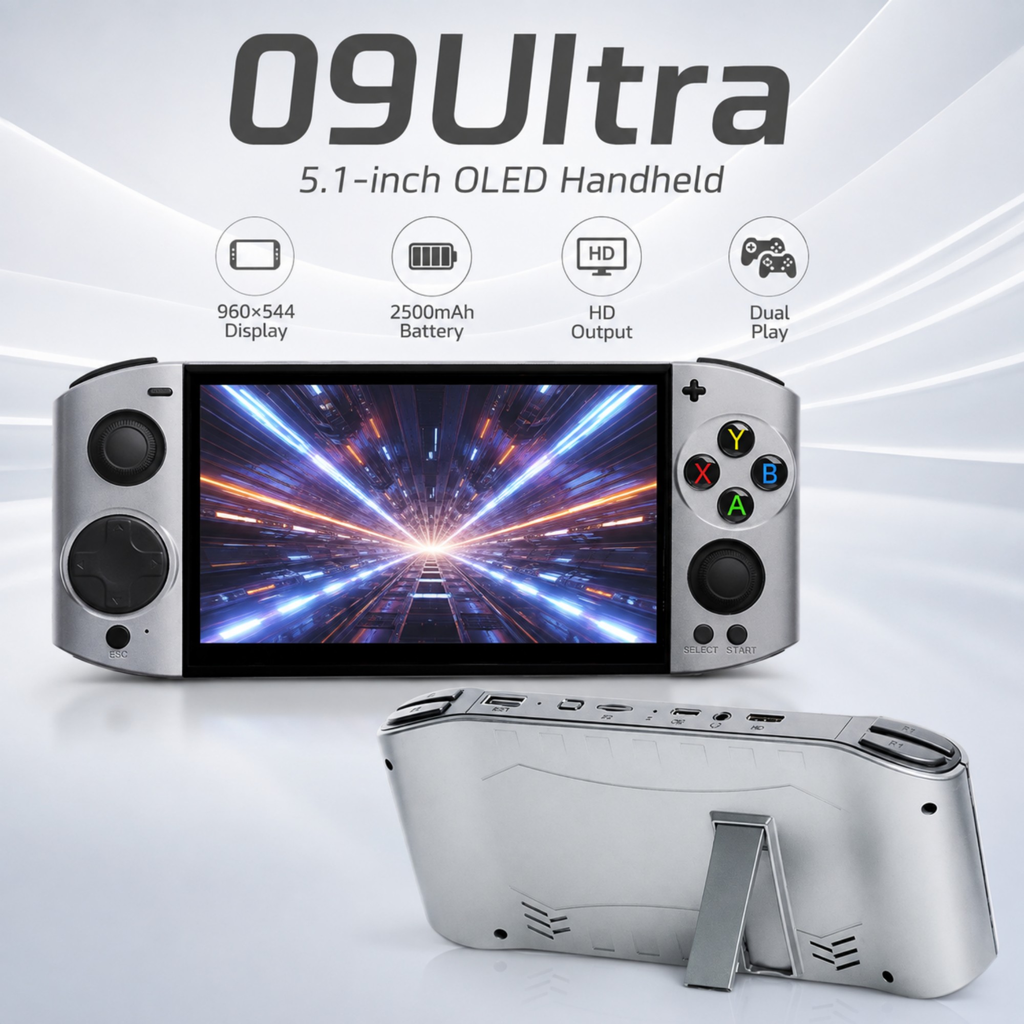 Retro Gaming Os - جهاز ألعاب محمول 09 Ultra بشاشة