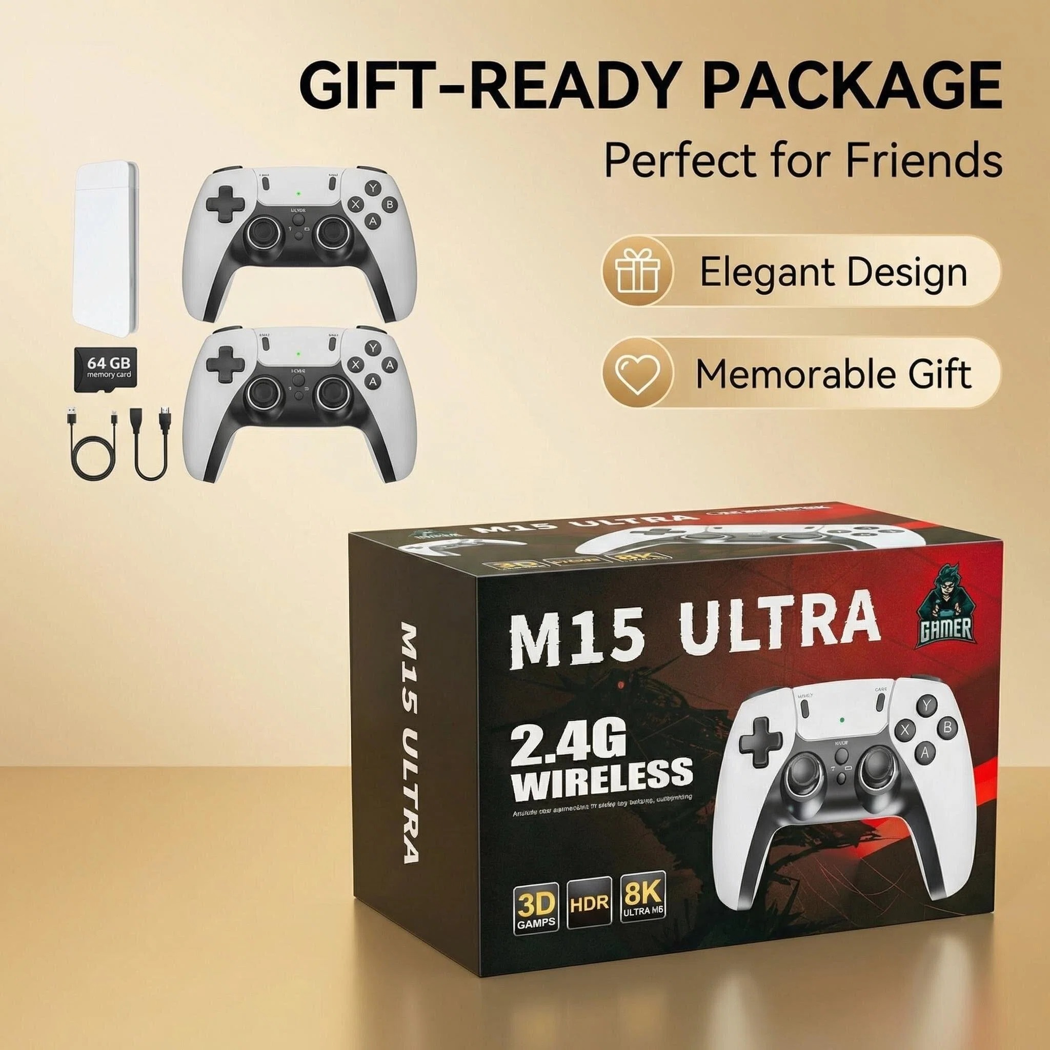Retro Gaming Os - عصا ألعاب كلاسيكية M15 Ultra لاسلكية