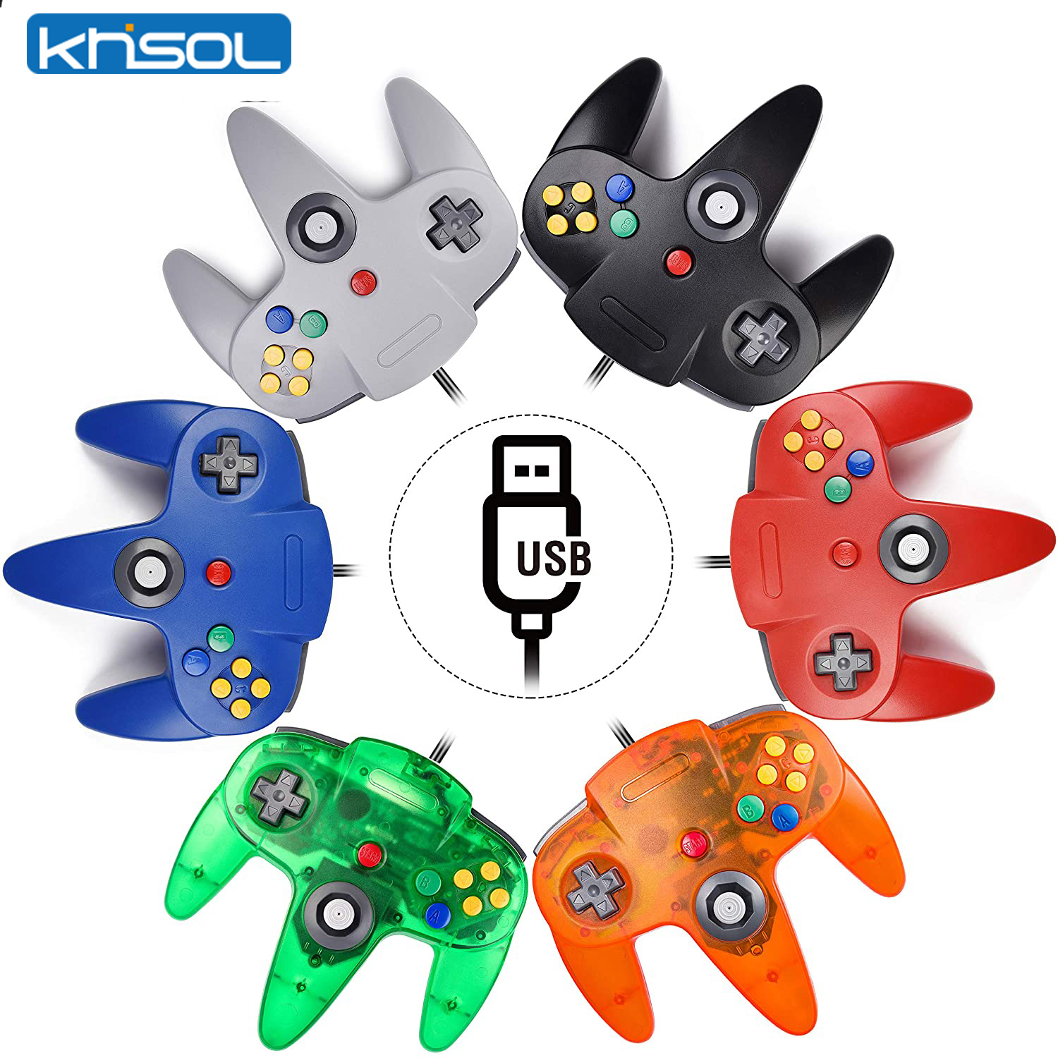 Retro Gaming Os - N64 تحكم كلاسيكي USB سلكي عن